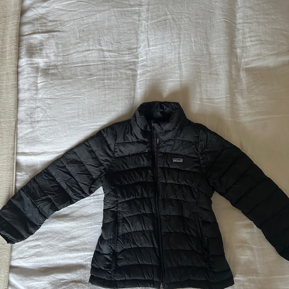 Girls Patagonia Puffer Jacket Black Size 8